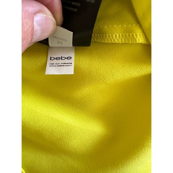 Bebe VTG Y2K Yellow Cage Beaded Sleeveless Mini Cocktail Dress Beaded Chain sz M - Picture 10 of 10